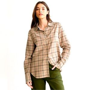 Jenni Kayne Lightweight Flannel in Taupe Plaid